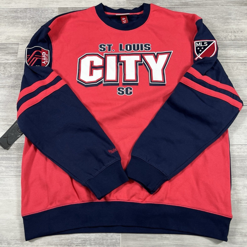 ST. LOUIS CITY SC MITCHELL & NESS MLS SOCCER CREWNECK SWEATER MEN'S XL‎ NWT